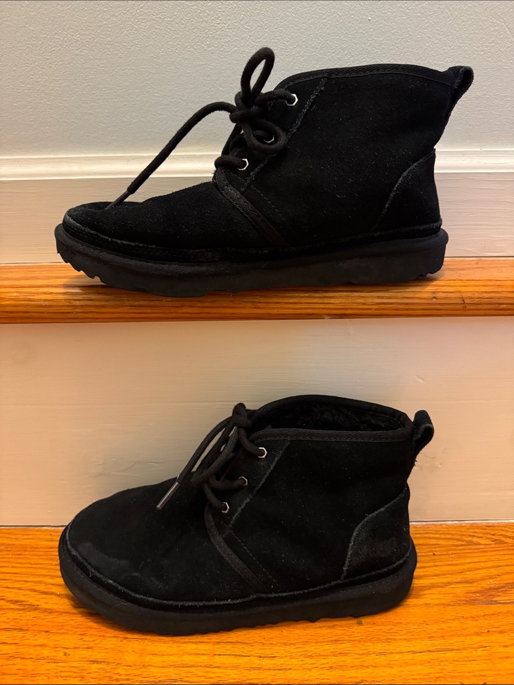 UGG Black Suede Fleece Lined Women's Chukka Ankle Booties - Picture 3 of 9